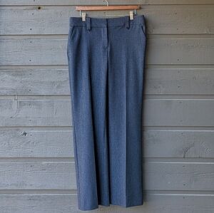 LOFT Textured Navy Blue Julie Trouser Straight Leg Mid Rise Size 6